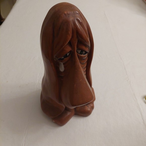 Vintage Brown Crying Basset Hound Mid Century Modern Ceramic Figurine MCM Decor - Picture 12 of 12